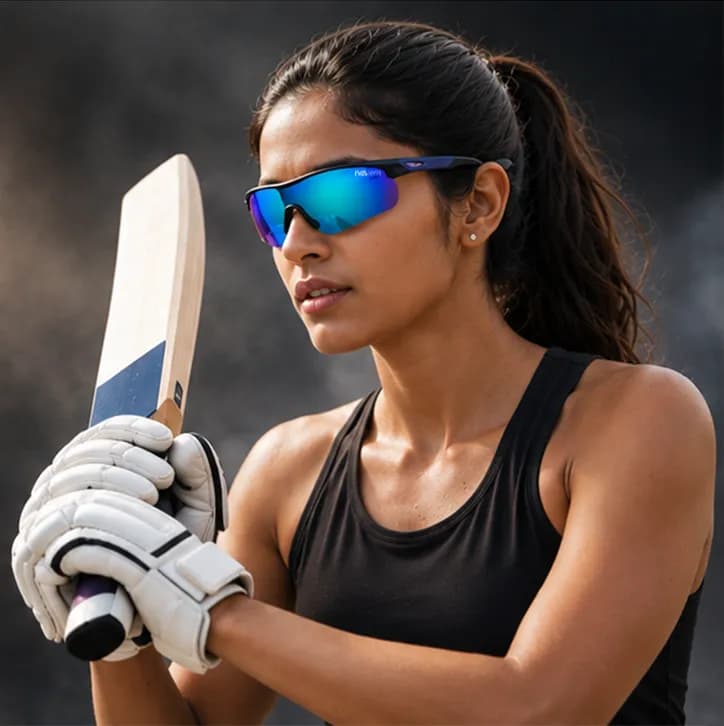 Red mirror finish sports sunglasses